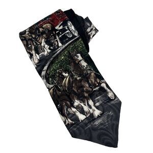 RARE Vintage Anheuser Busch Budweiser Men's Neck Tie Clydesdale Beer Logo 1990s